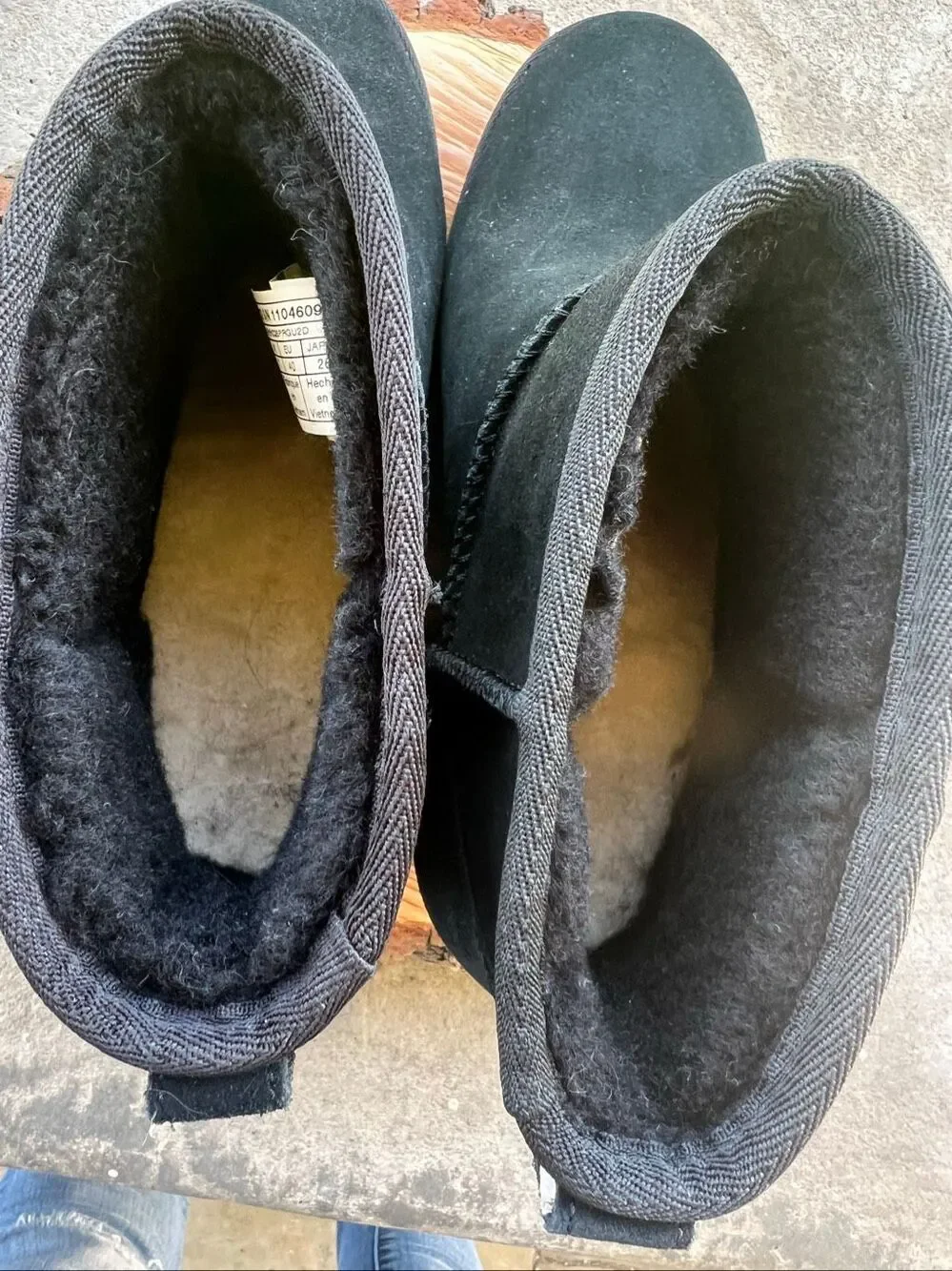 Ugg Femme Mini Wedge Suede Sherpa Bootie Black Size 9
